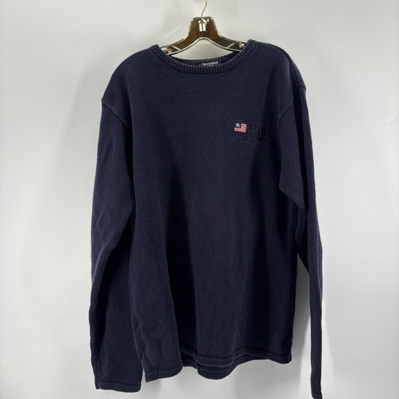 Polo Ralph Lauren | Navy Blue American Flag Sweater | 100% Cotton | Large - Picture 5 of 7